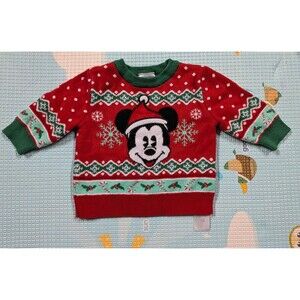 Disney Baby Mickey Mouse Christmas Holiday Ugly Sweater Size 0-3 Months NWoT